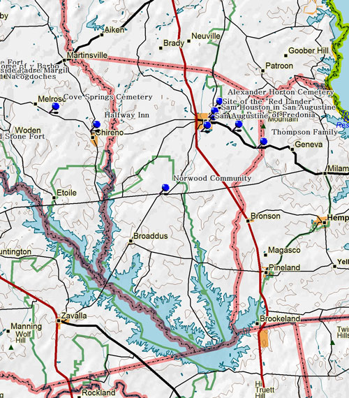 Map of San Augustine County