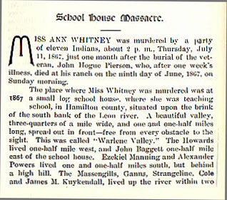 School House Massacre story from the book Indian Depredations in Texas by J. W. Wilbarger