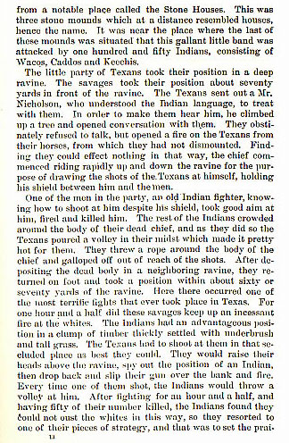 The Stone House Fight story from the book Indian Depredations in Texas by J. W. Wilbarger
