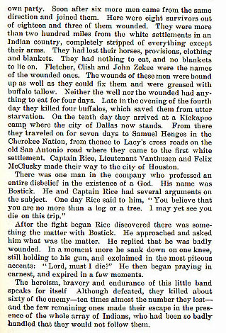 The Stone House Fight story from the book Indian Depredations in Texas by J. W. Wilbarger