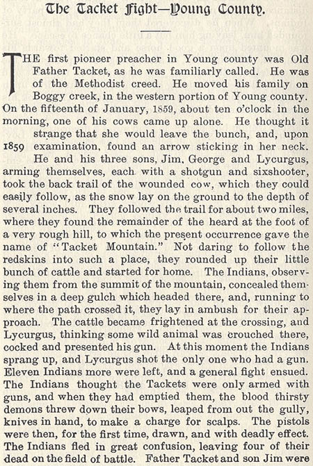 Tacket story by Wilbarger