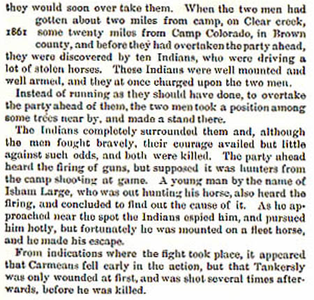 Carmeans Tankersley story by Wilbarger