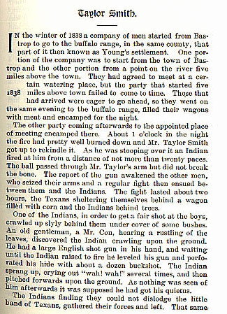 Taylor Smith story from the book Indian Depredations in Texas by J. W. Wilbarger