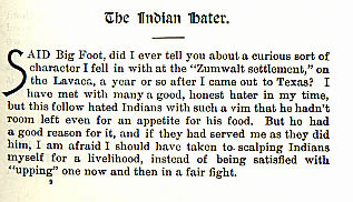 The Indian Hater story from the book Indian Depredations in Texas by J. W. Wilbarger