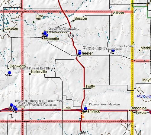 Map of Wheeler County