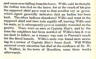 William Willis story from the book Indian Depredations in Texas by J. W. Wilbarger