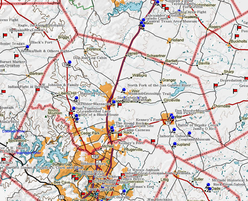 Map of Williamson County