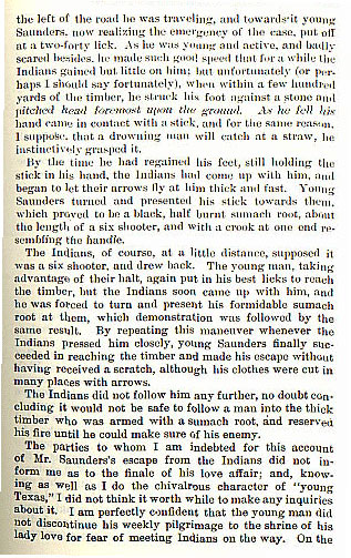 Young Saunders story from the book Indian Depredations in Texas by J. W. Wilbarger