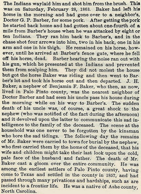 Benjamin F. Baker story by Wilbarger