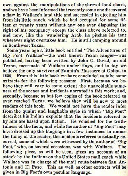 Big Foot Wallace story by Wilbarger