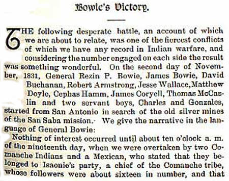 James Bowie story by Wilbarger