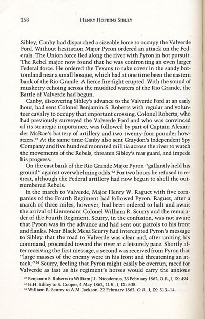 Battle of Val Verde from the book, Confederate General, by Jerry Thompson