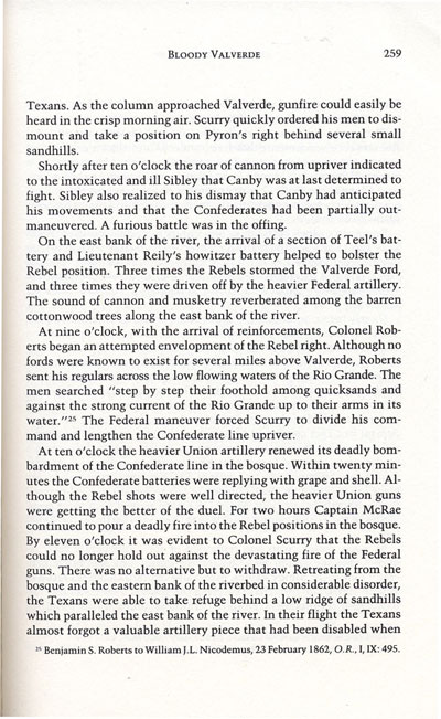 Battle of Val Verde from the book, Confederate General, by Jerry Thompson