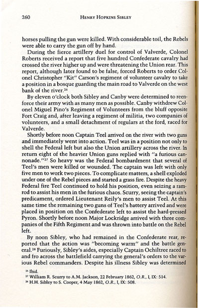 Battle of Val Verde from the book, Confederate General, by Jerry Thompson