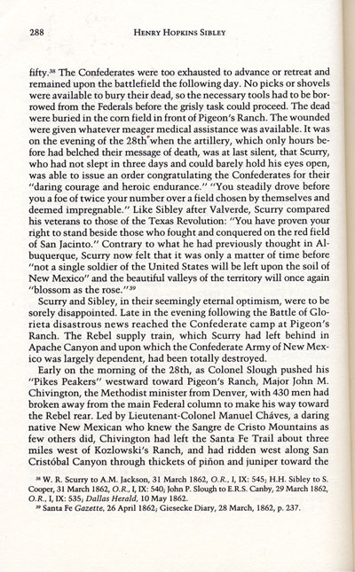 Battle of Glorieta from the book, Confederate General, by Jerry Thompson