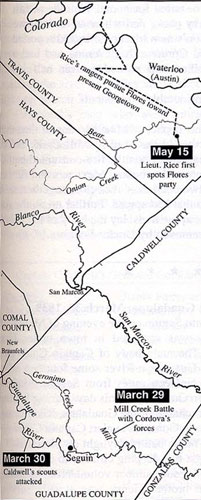 Map of the Key Events of the Cordova and Flores Fights