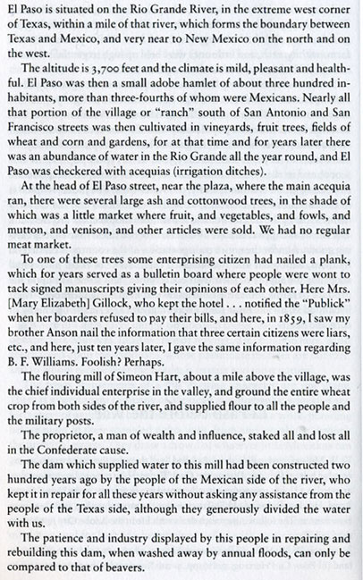 W.W. Mills First-Hand Account of 1858 El Paso