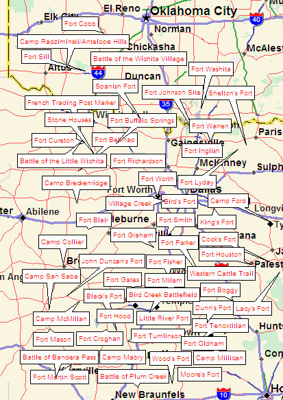 Map of East Texas Forts