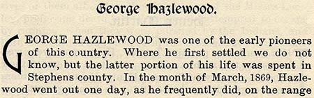 George Hazlewood story by Wilbarger