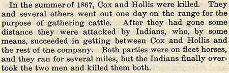 Cox and Hollis story by Wilbarger