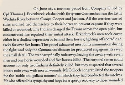 Cpl. Thomas J. Erkenbreck fights Comanches near Little Wichita River, June 26, 1861