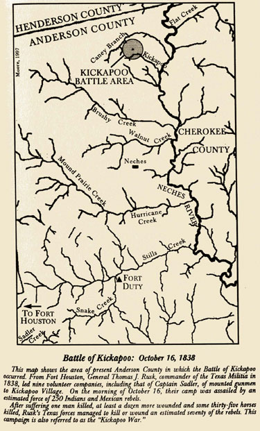 Map from the book, Taming Texas, by Stephen L. Moore
