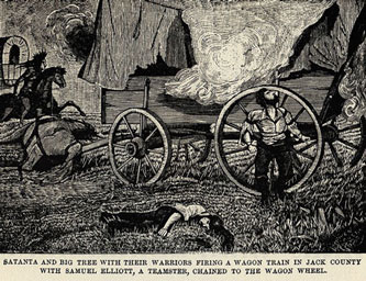 Satanta and Big Tree's Last Draw picture from the book Indian Depredations in Texas by J. W. Wilbarger