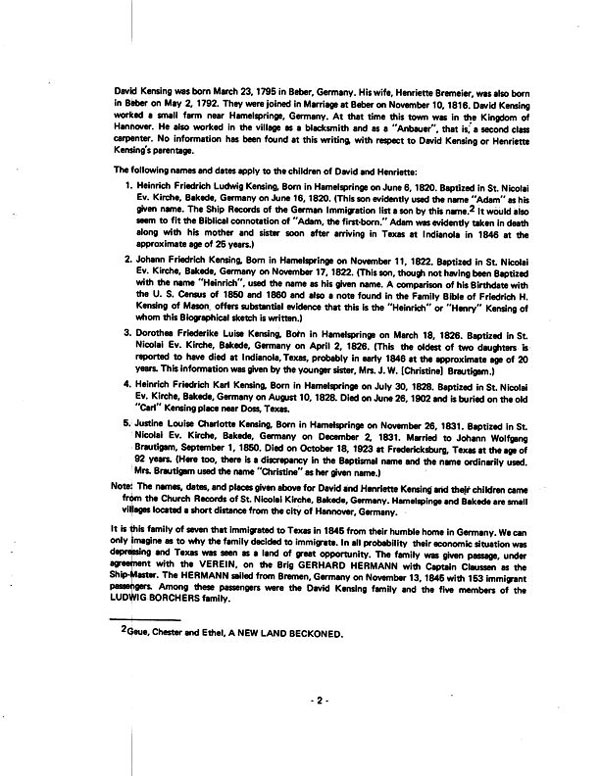 Life Story of Heinrich and Johanna Kensing