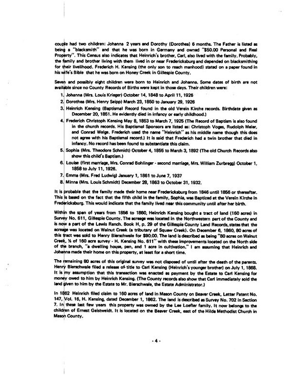 Life Story of Heinrich and Johanna Kensing