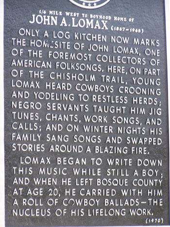 Picture of John Lomax Historical Marker