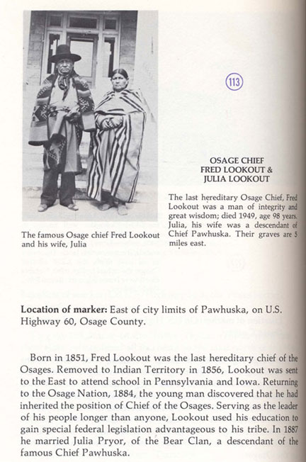 Osage Chief Fred Lookout & Julia Lookout Picture