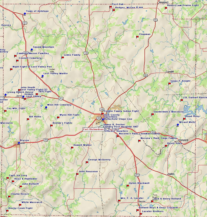 Map of Jack County Historic Sites
