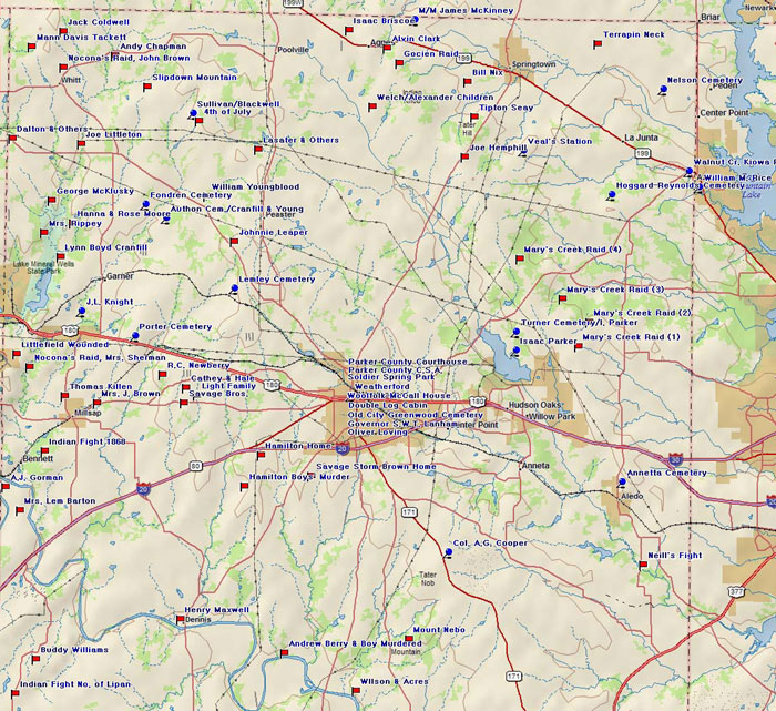 Map of Parker County Historic Sites