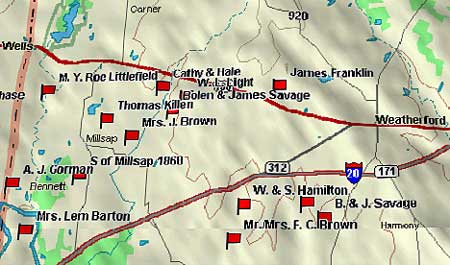 Weatherford to Mineral Wells Map