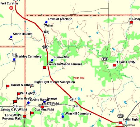 Map of Military Road to Fort Sill