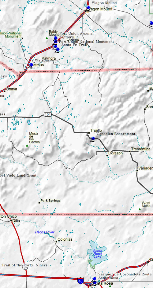 Southcentral Part of Northeastern New Mexico Map