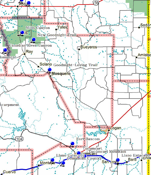 Southeast Part of Northeastern New Mexico Map