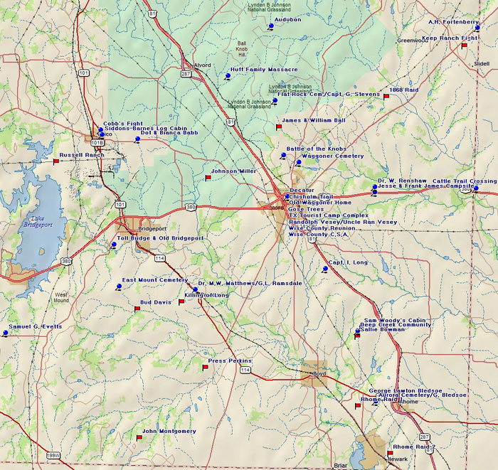 Map of Wise County Historical Sites