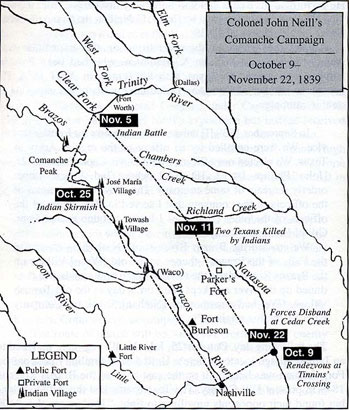 Map of Colonel John Neill's Comanche Campaign