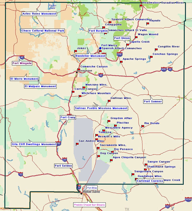 Map of New Mexico Points of Interest