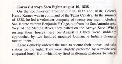 Story of Karnes' Arroyo Seco Fight: August 10, 1838