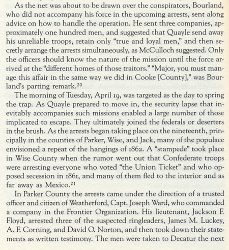 Quayle Rounds Up Deserters in Wise, Parker and Jack Counties, April 1864
