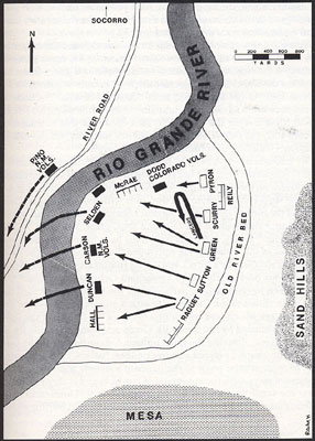 Map of the Battle of Val Verde from the book, Confederate General, by Jerry Thompson