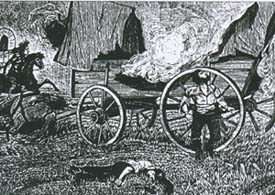 Drawing of Warren Wagon Train Massacre